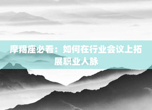 摩羯座必看：如何在行业会议上拓展职业人脉