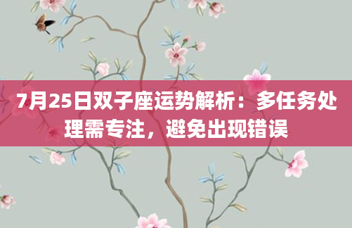 7月25日双子座运势解析：多任务处理需专注，避免出现错误