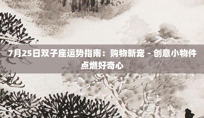 7月25日双子座运势指南：购物新宠 - 创意小物件点燃好奇心