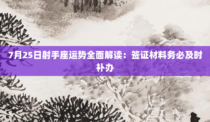 7月25日射手座运势全面解读：签证材料务必及时补办