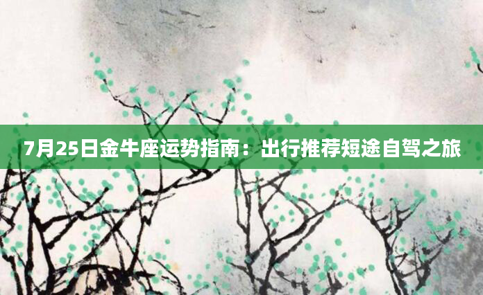 7月25日金牛座运势指南：出行推荐短途自驾之旅