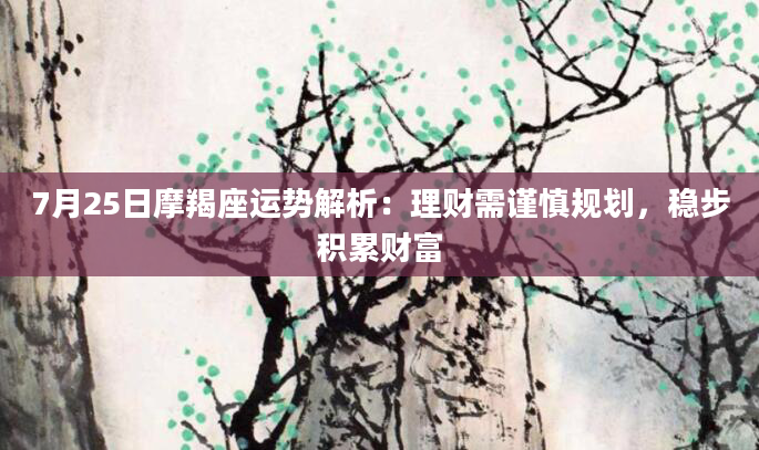 7月25日摩羯座运势解析：理财需谨慎规划，稳步积累财富