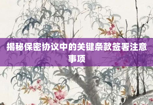 揭秘保密协议中的关键条款签署注意事项