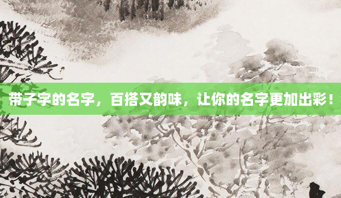 带子字的名字，百搭又韵味，让你的名字更加出彩！