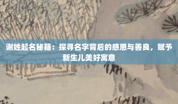 谢姓起名秘籍：探寻名字背后的感恩与善良，赋予新生儿美好寓意