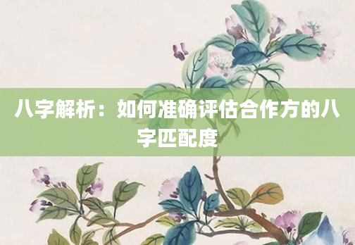 八字解析：如何准确评估合作方的八字匹配度