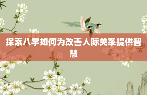 探索八字如何为改善人际关系提供智慧