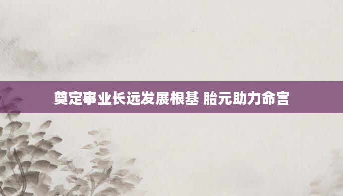 奠定事业长远发展根基 胎元助力命宫