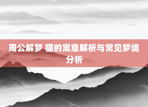 周公解梦 猫的寓意解析与常见梦境分析