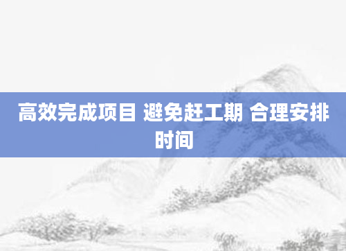 高效完成项目 避免赶工期 合理安排时间