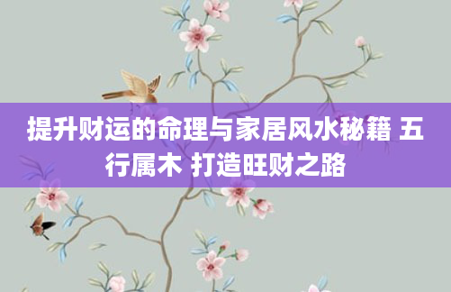 提升财运的命理与家居风水秘籍 五行属木 打造旺财之路