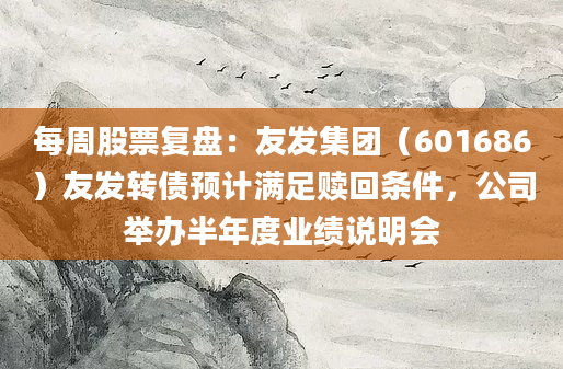 每周股票复盘：友发集团（601686）友发转债预计满足赎回条件，公司举办半年度业绩说明会