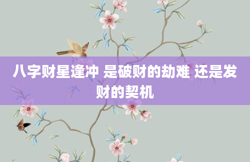 八字财星逢冲 是破财的劫难 还是发财的契机