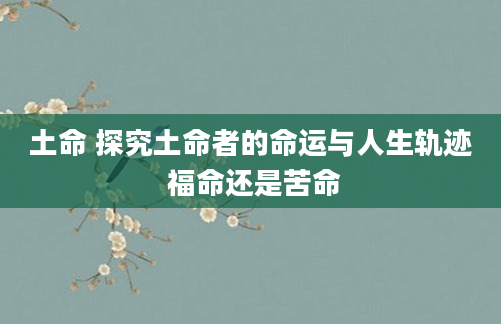 土命 探究土命者的命运与人生轨迹 福命还是苦命