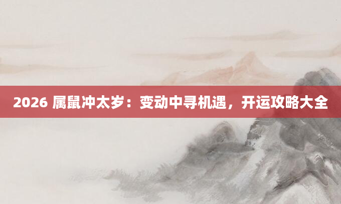 2026 属鼠冲太岁：变动中寻机遇，开运攻略大全