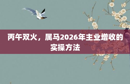 丙午双火，属马2026年主业增收的实操方法