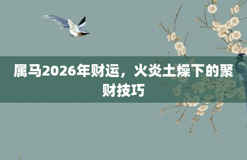 属马2026年财运，火炎土燥下的聚财技巧