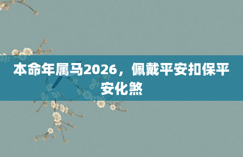 本命年属马2026，佩戴平安扣保平安化煞