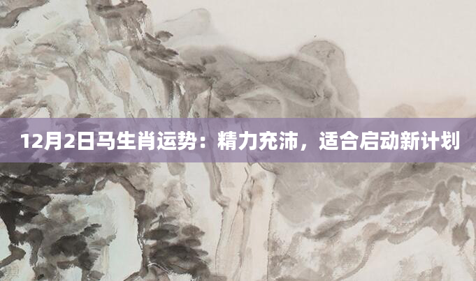 12月2日马生肖运势：精力充沛，适合启动新计划