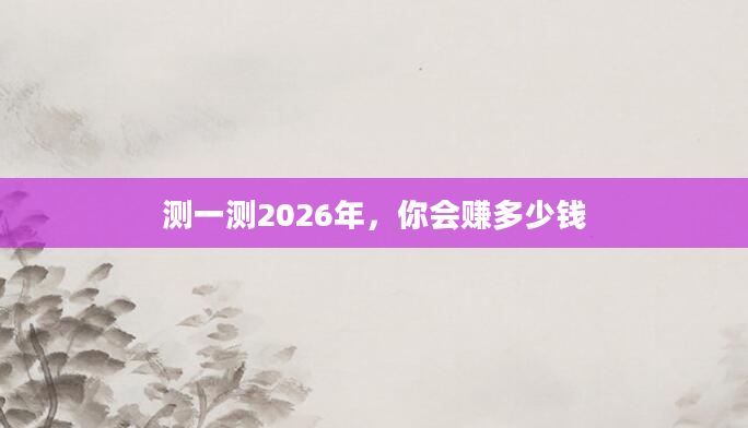 测一测2026年，你会赚多少钱