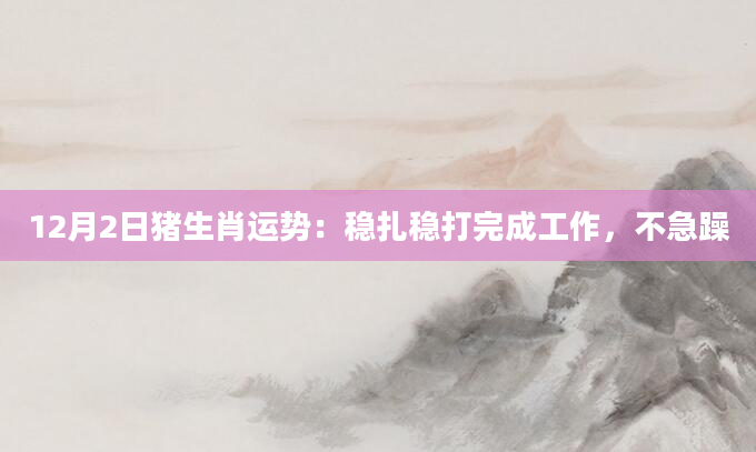 12月2日猪生肖运势：稳扎稳打完成工作，不急躁