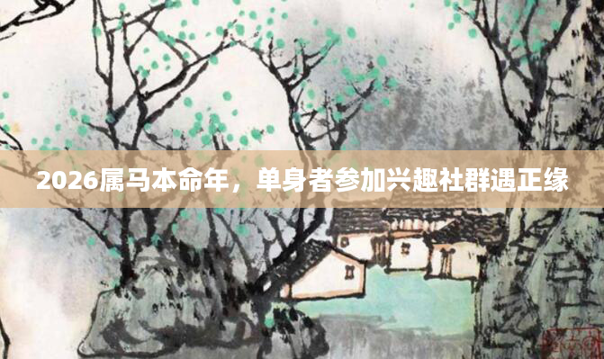 2026属马本命年，单身者参加兴趣社群遇正缘
