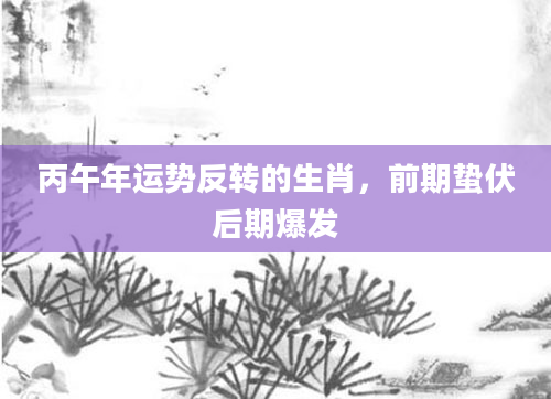丙午年运势反转的生肖，前期蛰伏后期爆发