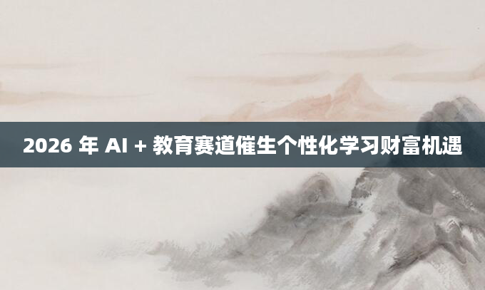 2026 年 AI + 教育赛道催生个性化学习财富机遇