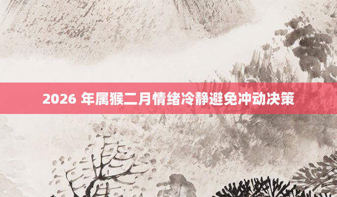 2026 年属猴二月情绪冷静避免冲动决策