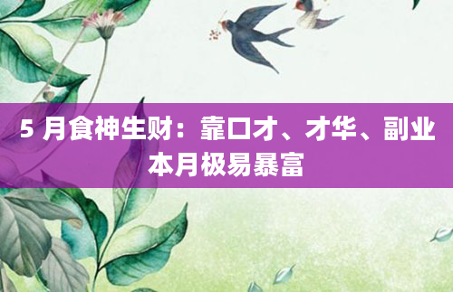 5 月食神生财：靠口才、才华、副业本月极易暴富
