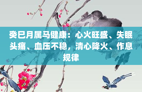 癸巳月属马健康：心火旺盛、失眠头痛、血压不稳，清心降火、作息规律