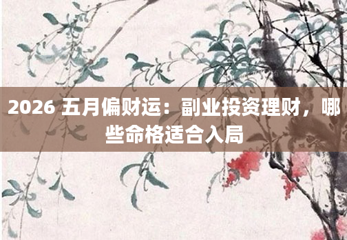 2026 五月偏财运：副业投资理财，哪些命格适合入局