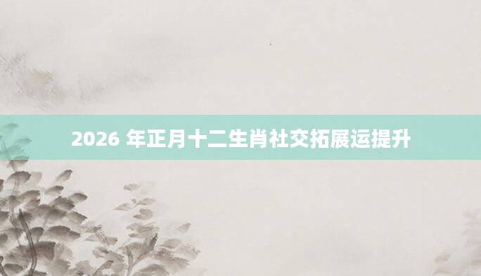 2026 年正月十二生肖社交拓展运提升