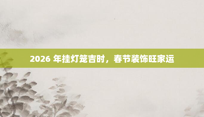 2026 年挂灯笼吉时，春节装饰旺家运