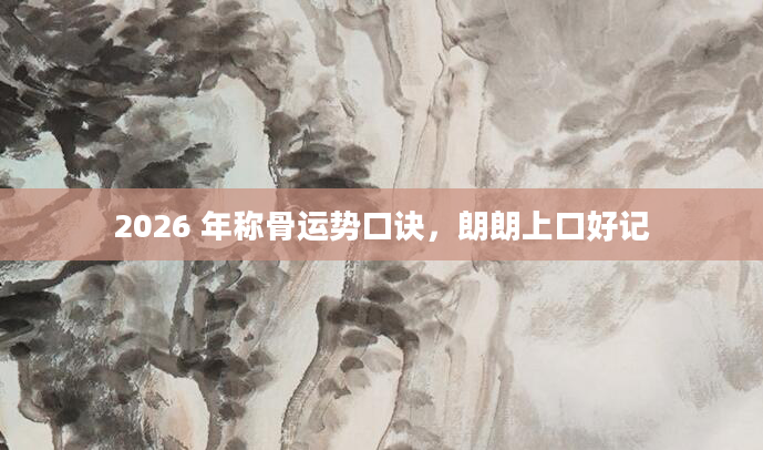 2026 年称骨运势口诀，朗朗上口好记