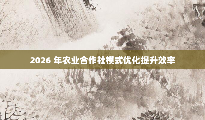 2026 年农业合作社模式优化提升效率
