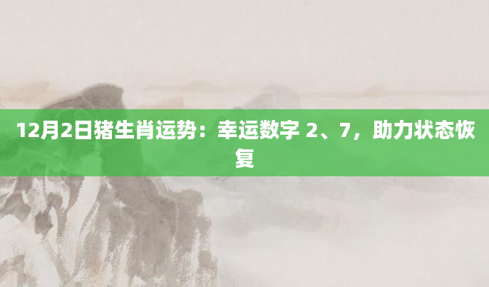 12月2日猪生肖运势：幸运数字 2、7，助力状态恢复