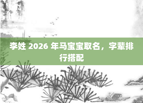 李姓 2026 年马宝宝取名，字辈排行搭配