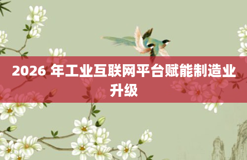 2026 年工业互联网平台赋能制造业升级