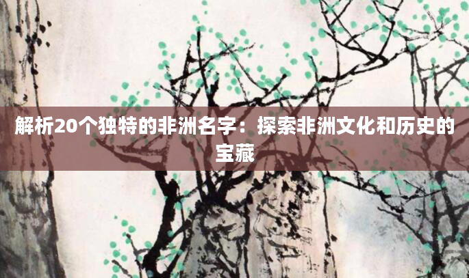 解析20个独特的非洲名字：探索非洲文化和历史的宝藏