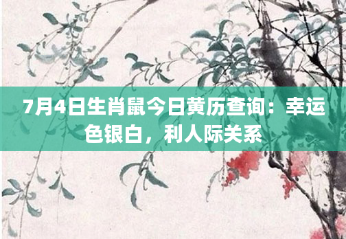 7月4日生肖鼠今日黄历查询：幸运色银白，利人际关系
