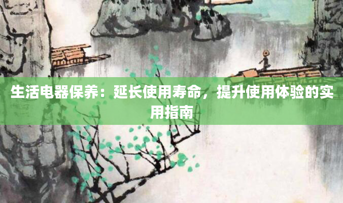 生活电器保养：延长使用寿命，提升使用体验的实用指南