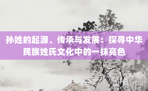 孙姓的起源、传承与发展：探寻中华民族姓氏文化中的一抹亮色