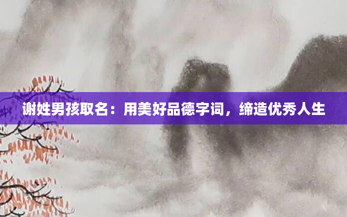 谢姓男孩取名：用美好品德字词，缔造优秀人生