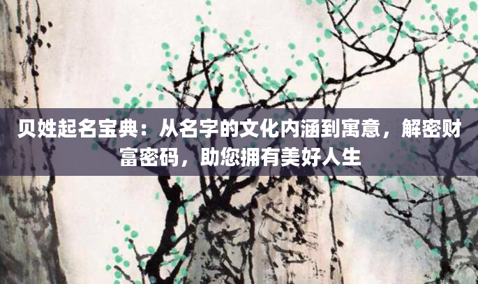 贝姓起名宝典：从名字的文化内涵到寓意，解密财富密码，助您拥有美好人生