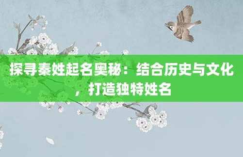 探寻秦姓起名奥秘：结合历史与文化，打造独特姓名
