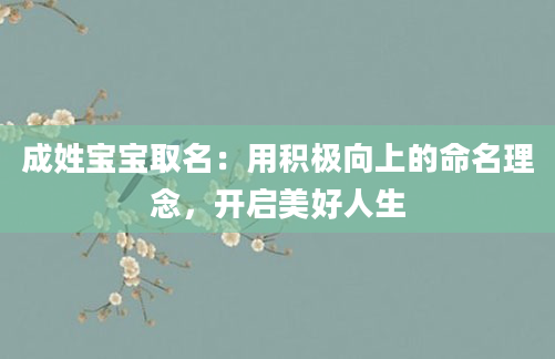 成姓宝宝取名：用积极向上的命名理念，开启美好人生