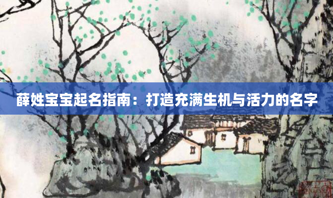 薛姓宝宝起名指南：打造充满生机与活力的名字
