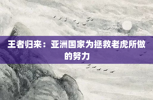 王者归来：亚洲国家为拯救老虎所做的努力