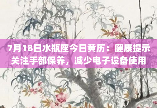7月18日水瓶座今日黄历：健康提示关注手部保养，减少电子设备使用